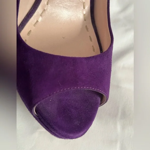 Miu Miu SZ 40 purple suede peep toe 5 in heel - Picture 9 of 16